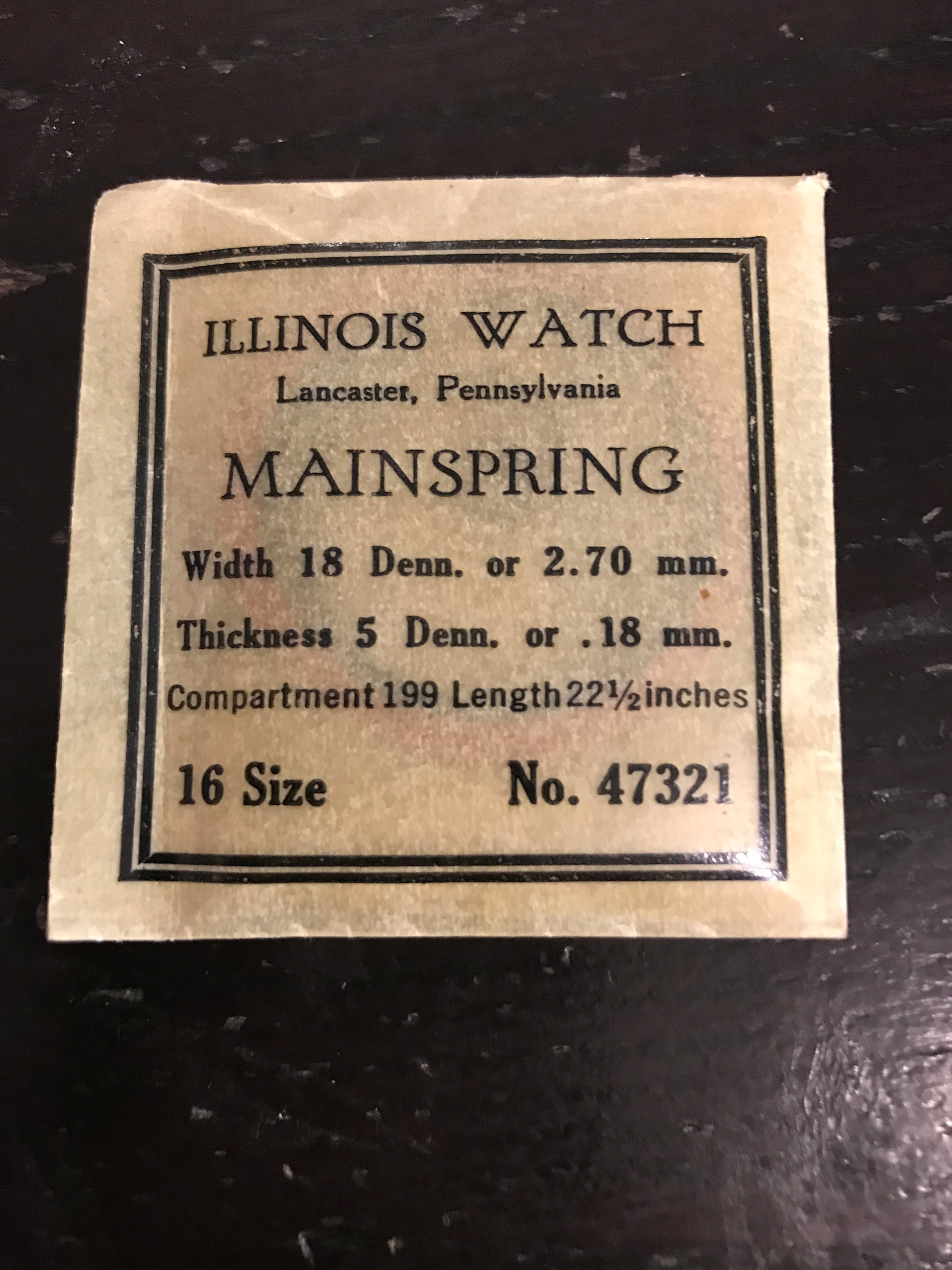 Illinois Factory Mainspring #47321 for 16s movements - Steel