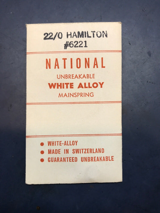 National Unbreakable Mainspring for Hamilton 22/0s #6221 / 718601 - Alloy