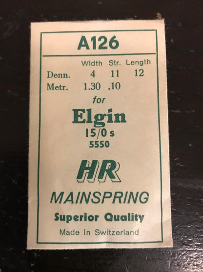 HR Mainspring A126 - Elgin 15/0s #5550 / 6003 - Steel