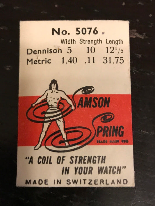 Samson Mainspring No. 5076 for Benrus R, Buren 410, 470, Eterna caliber 520 - Steel