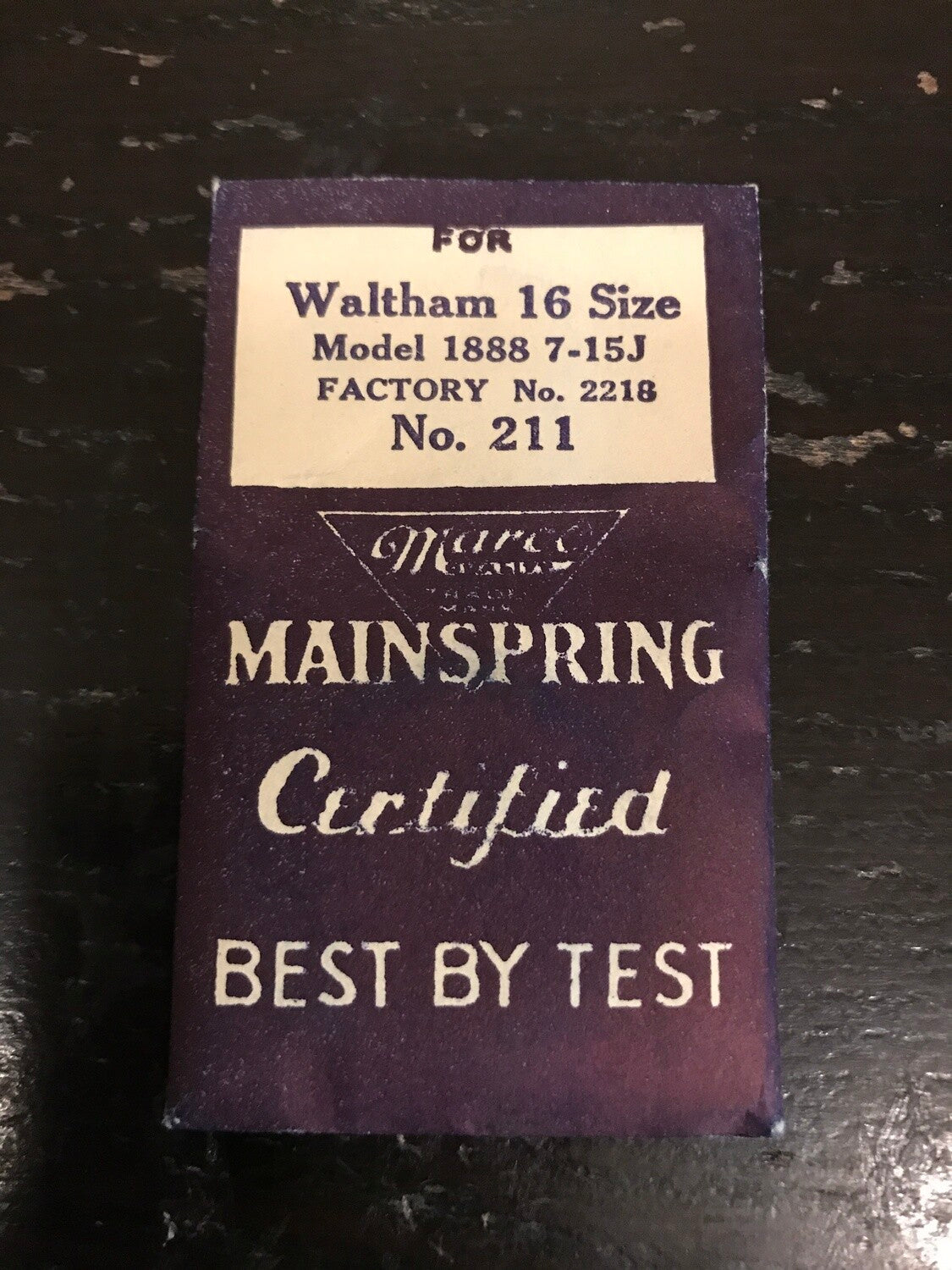 Marco Mainspring #211 for 16s Waltham Factory No. 2218 - Steel