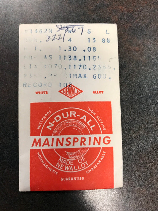 NEWALL Mainspring #1462N for AS 1138, 1161, ETA 1070, 1170, 2365, Record 102 - Alloy