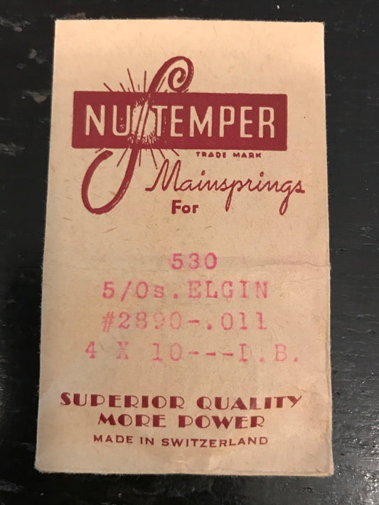 NuTemper Mainspring #530 for Elgin 5/0s & 6/0s Factory No. 2890 - Steel