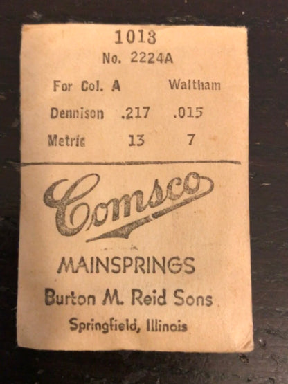Comsco Mainspring #1013 for Waltham 12s Colonial A Factory No. 2224A - Steel