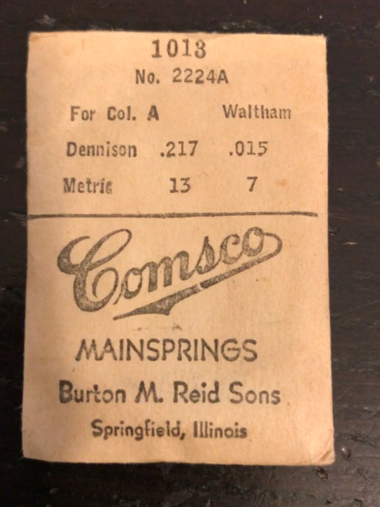 Comsco Mainspring #1013 for Waltham 12s Colonial A Factory No. 2224A - Steel