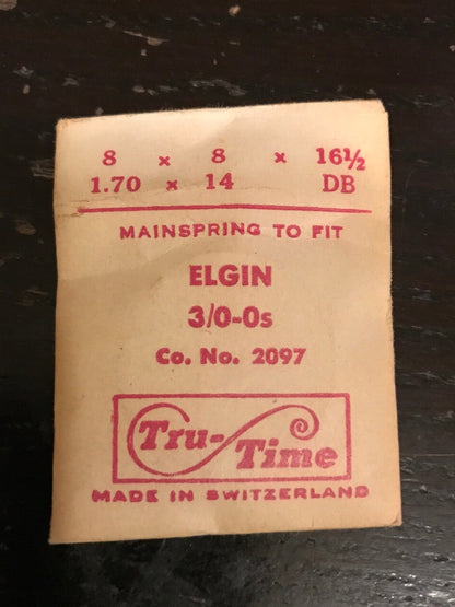 Tru-Time Mainspring For Elgin 0s &3/0s Factory No. 2097 - Steel