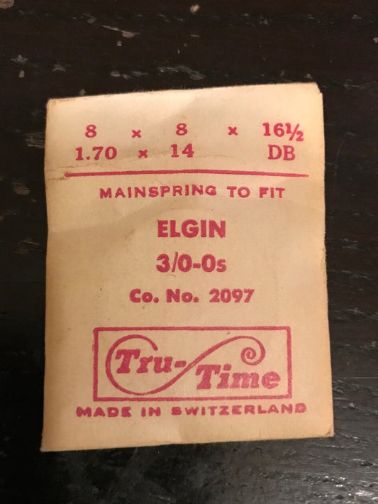 Tru-Time Mainspring For Elgin 0s &3/0s Factory No. 2097 - Steel
