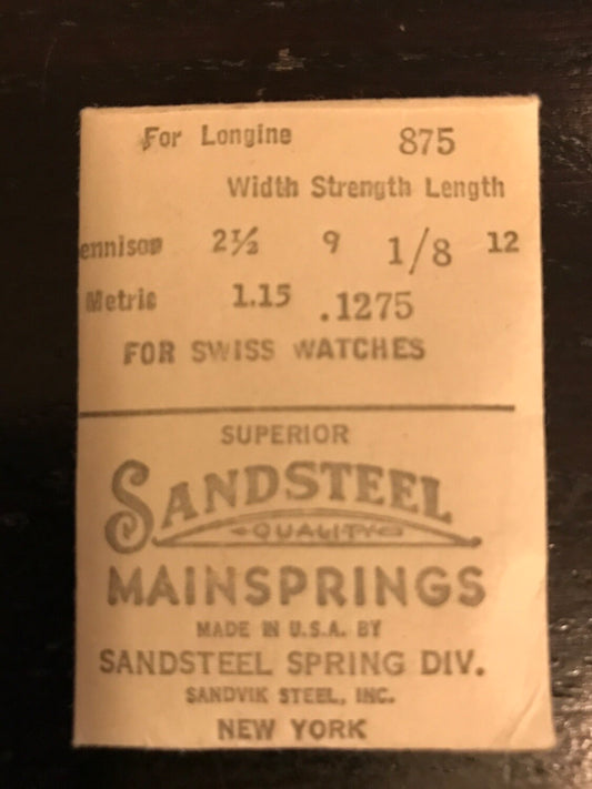 Sandsteel Mainspring #875 for Longines caliber 1/8 - Steel
