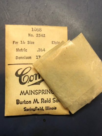 Comsco Mainspring #1068 for Elgin 16s Factory No. 2542 - Steel
