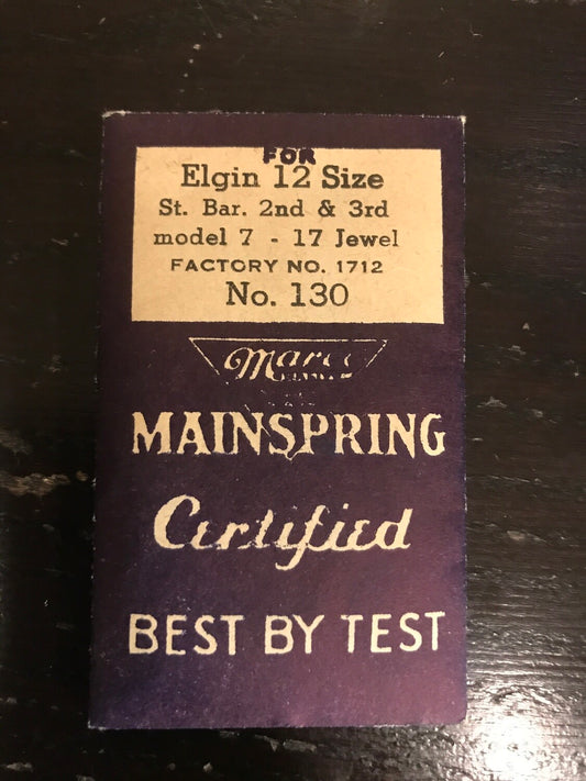 Marco Mainspring #130 for 12s Elgin 7j to 17j movements No. 1712 - Steel