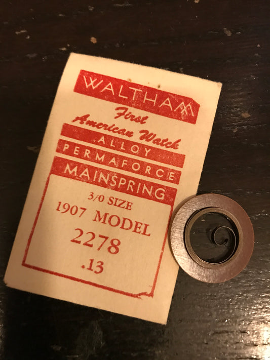 Waltham Factory Mainspring for 3/0s No. 2278 / 2228 - Alloy