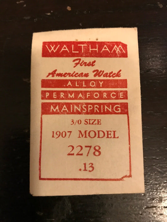 Waltham Factory Mainspring for 3/0s No. 2278 / 2228 - Alloy