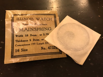 Illinois Factory Mainspring #47321 for 16s movements - Steel