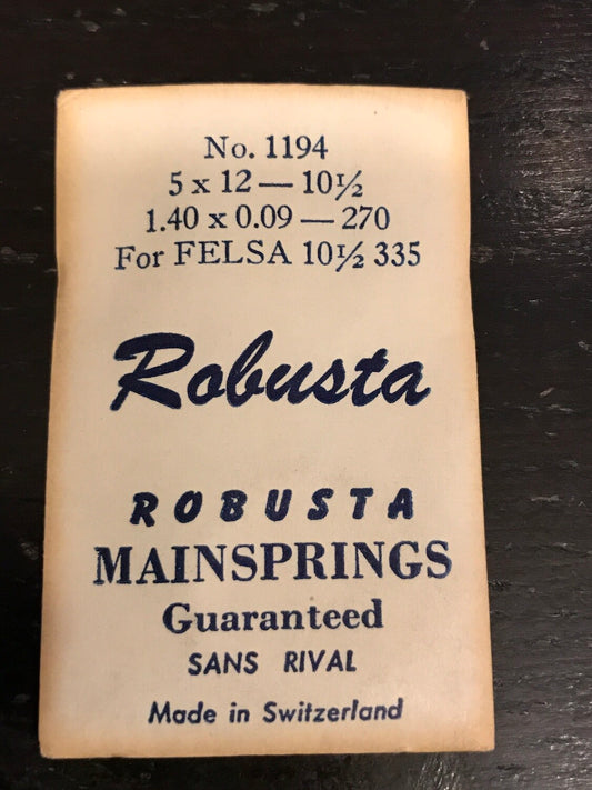 Robusta Mainspring No. 1194 for Felsa caliber 335 - Steel
