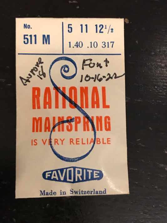 Favorite Rational Mainspring 511M for Font 10, 16, 22 & Aurore 18 - Steel