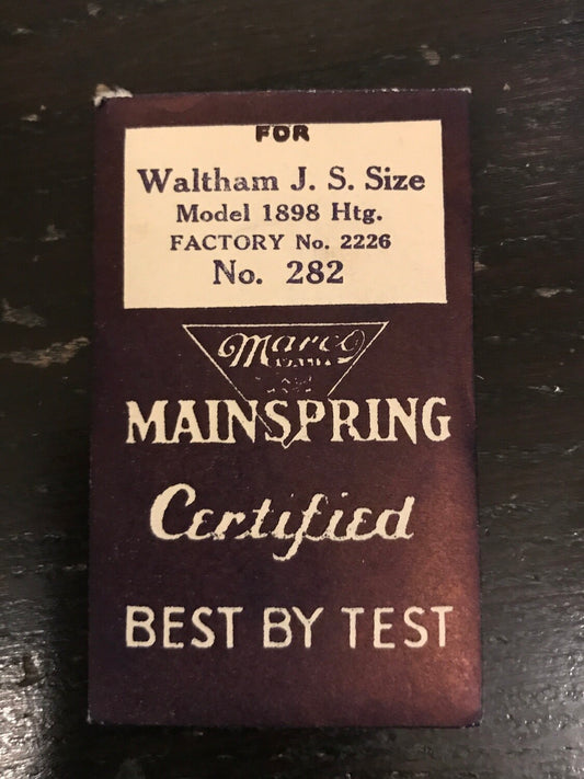 Marco Mainspring #282 for Waltham 6/0s Jewel & 1942 Series No. 2226 - Steel
