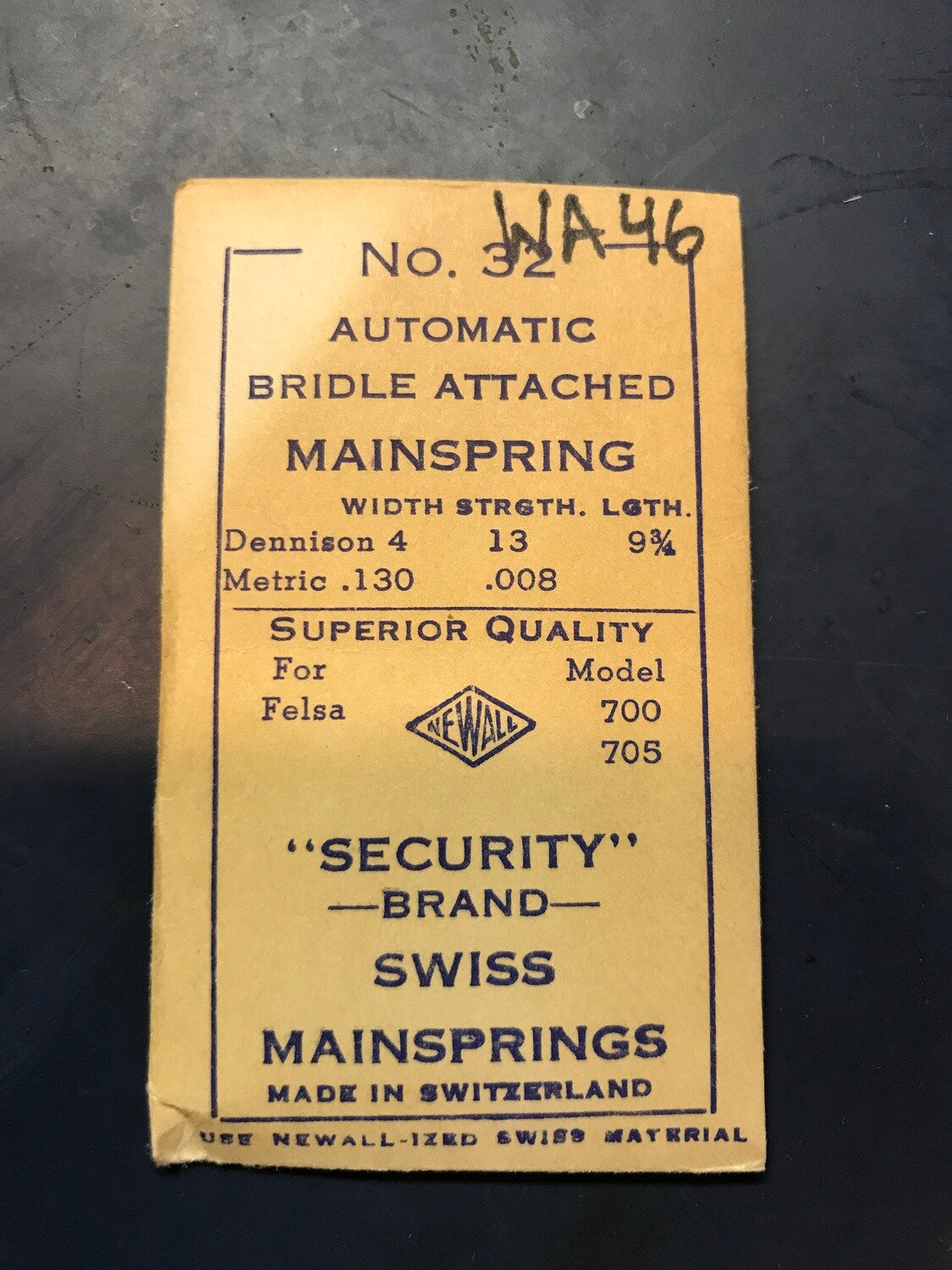 NEWALL Security Mainspring #32 for Felsa caliber 700 & 705 - Steel