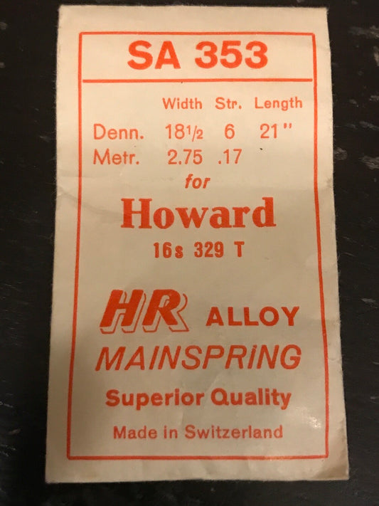 HR Mainspring SA353 for Howard 16s Factory No. 329 - Alloy