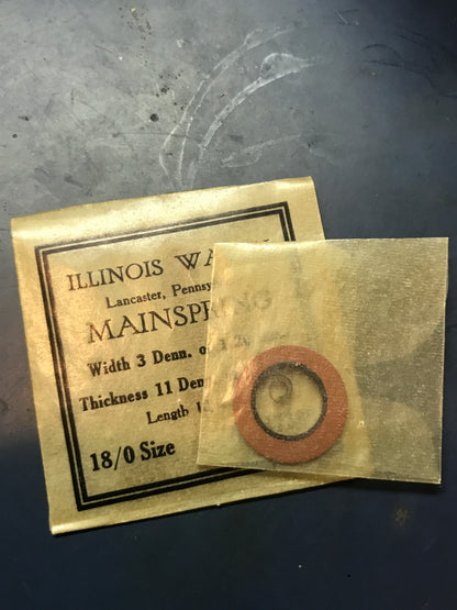 Illinois Factory Mainspring #47385 for 18/0s Models - Steel