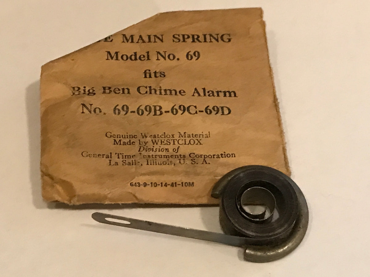 Westclox Factory TIME Mainspring for Big Ben Chime Alarm Clock Model No. 69