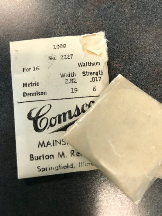 Comsco Mainspring #1009 for Waltham 16s Factory No. 2227 - Steel