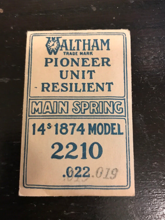 Waltham Factory Mainspring for 14s 1874 Model No. 2210 - Steel