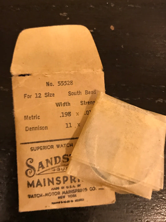 Sandsteel Mainspring - South Bend 12s Factory No. 55528 - Steel