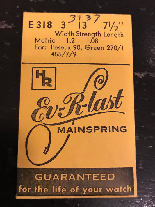 HR Ev-R-Last Mainspring E318 for Gruen 270, 271, 455, 457, 459 - Steel