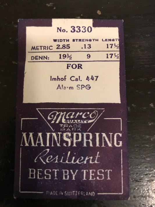 Marco ALARM Mainspring #3330 for Imhof caliber 447 Travel Clock - Steel