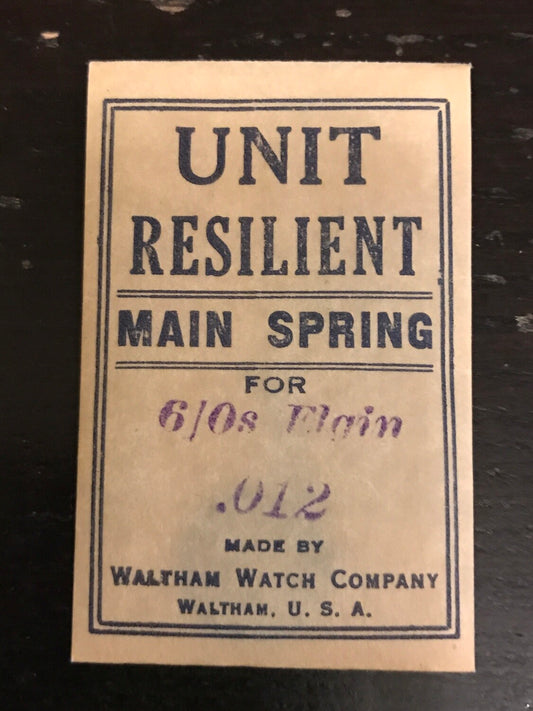 Elgin 5/0s & 6/0s Mainspring Factory No. 2890 Made by Waltham - Steel