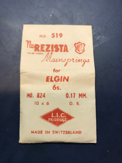 NuRezista Mainspring #519 for Elgin 6s Factory No. 824 - Steel