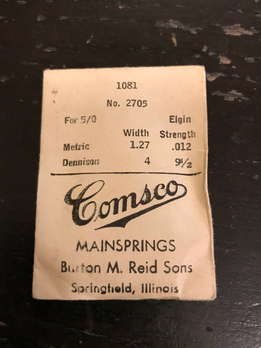 Comsco Mainspring #1081 for Elgin 5/0s No. 2705 - Steel