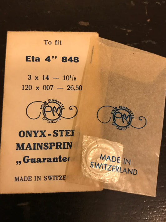PM Mainspring for 4 ligne ETA caliber 848 - ONYX Steel