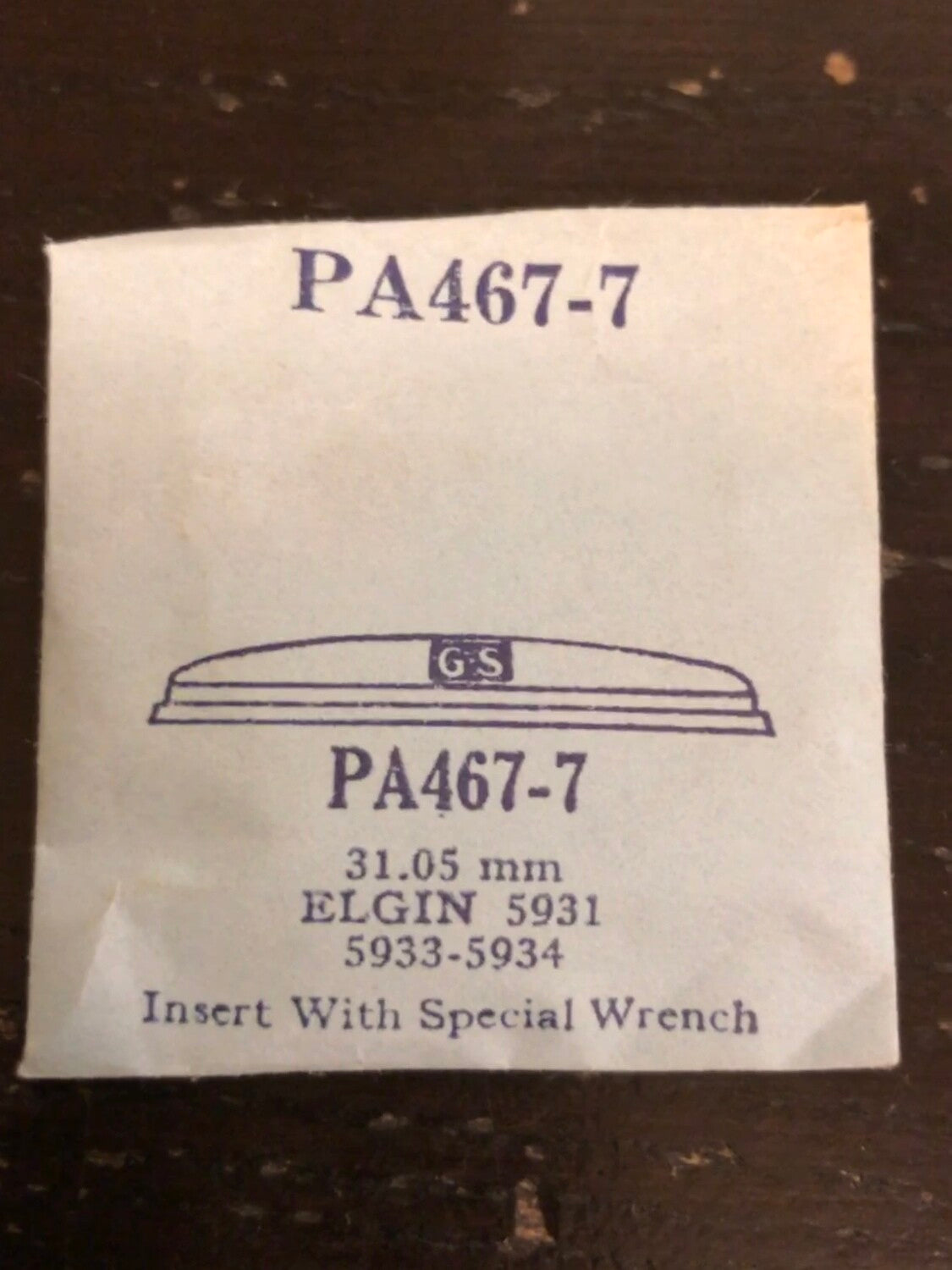 GS PA467-7 Watch Crystal 32.05mm for Elgin case #5931, 5933, 5934 - New
