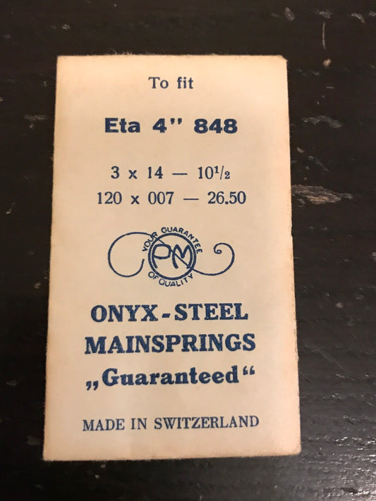 PM Mainspring for 4 ligne ETA caliber 848 - ONYX Steel