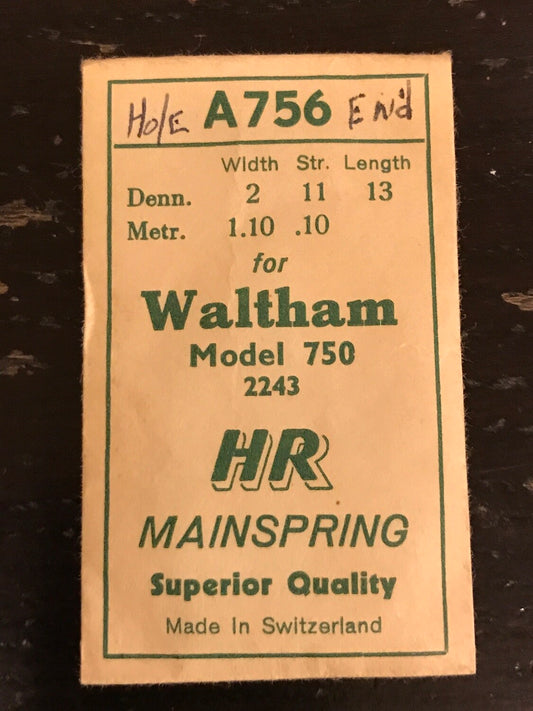 HR Mainspring A756 for Waltham 2243 (Hole) Model 750 - Steel