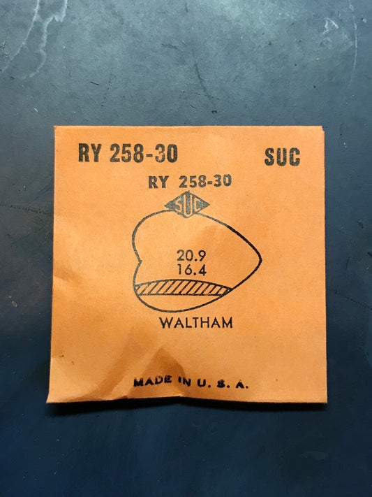 SUC Rocket Crystal RY 258-30 for WALTHAM Heart Shaped Case - 20.9 x 16.4mm - New