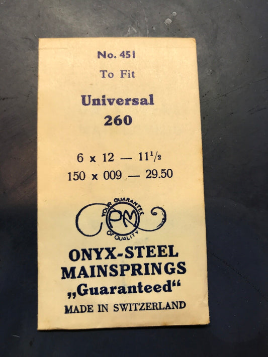 PM Mainspring No. 451 for Universal Caliber 260 - Steel