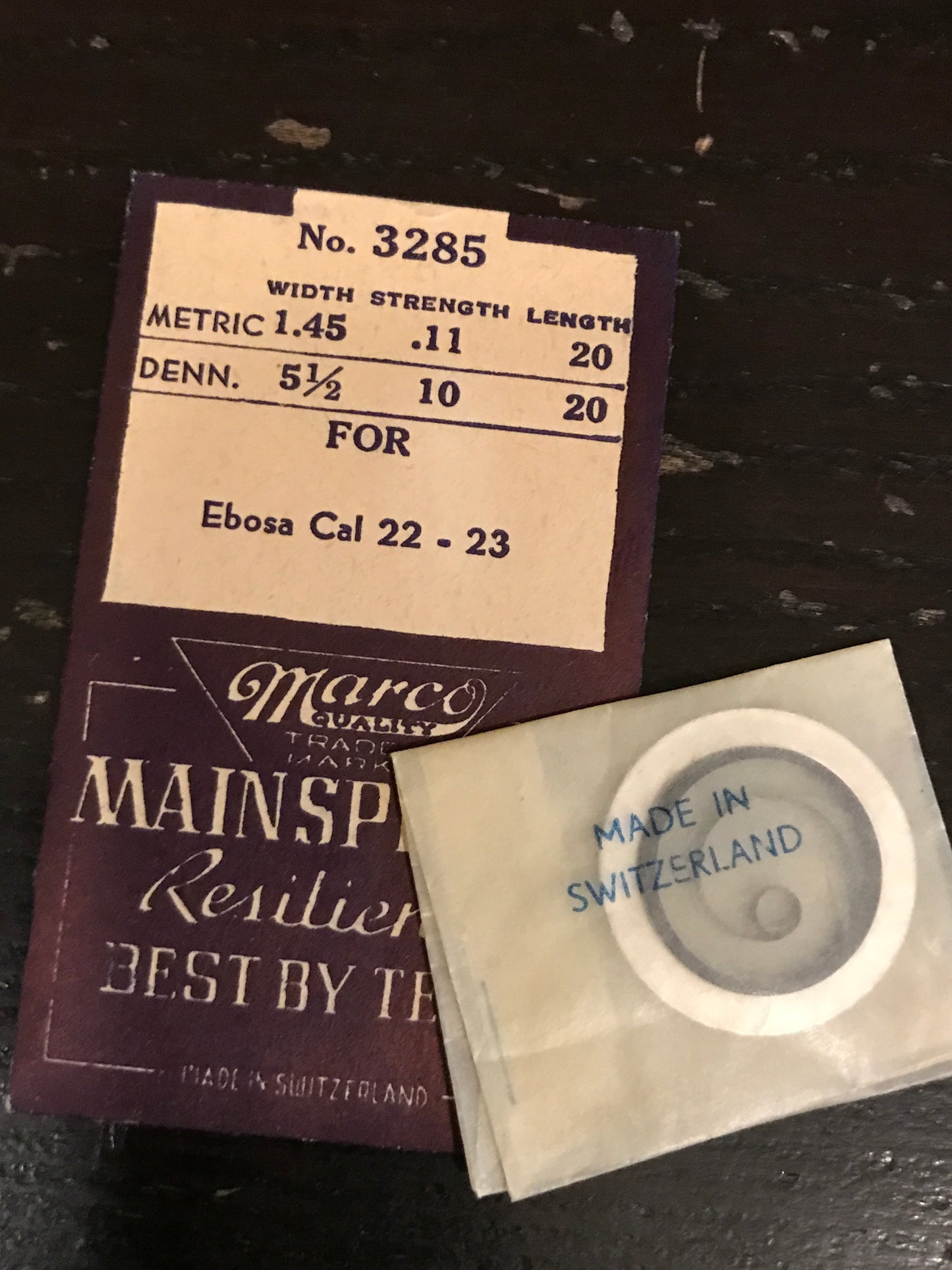 Marco Mainspring #3285 for Ebosa caliber 22 & 23 - Steel