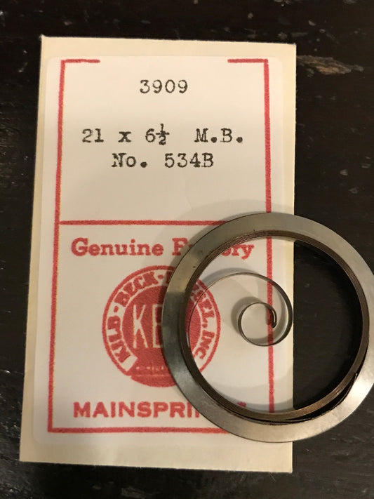 KBK Mainspring #3909 for Hamilton 16s Factory No. 534B - Steel