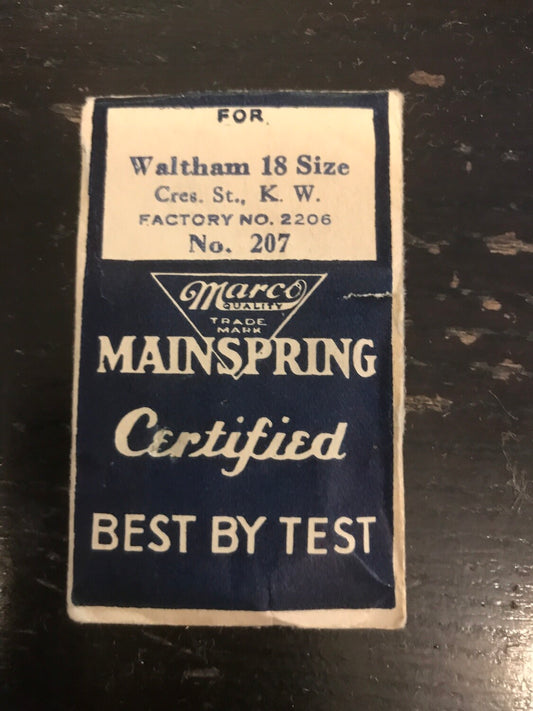 Marco Mainspring #207 for 18s Waltham Keywind # 2206 - Steel