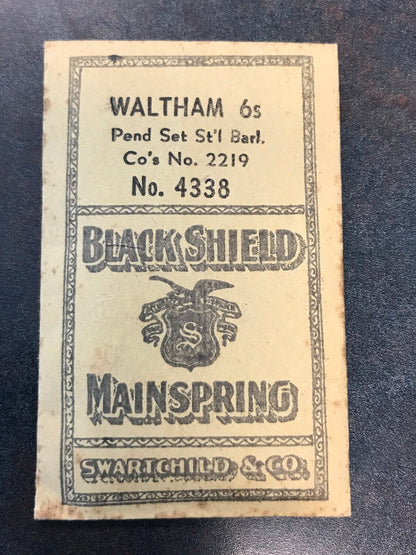 Swartchild Black Shield Mainspring for Waltham 6s Factory No. 2219 - Steel