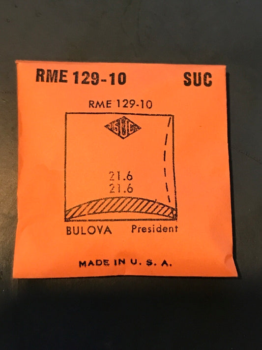 SUC Rocket Crystal RME 129-10 for BULOVA President - 21.6 x 21.6mm - New