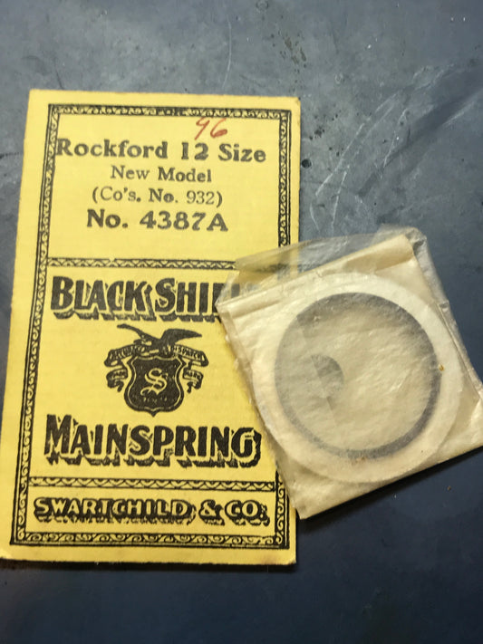Swartchild Black Shield Mainspring for 12s Rockford No. 932 - Steel