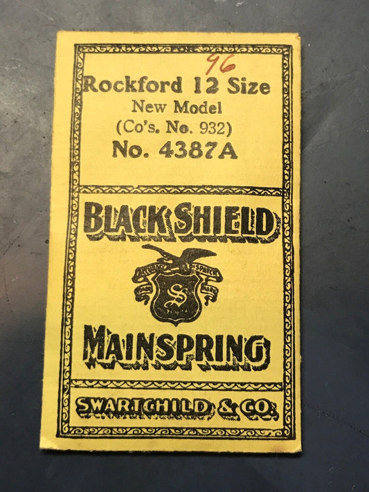 Swartchild Black Shield Mainspring for 12s Rockford No. 932 - Steel