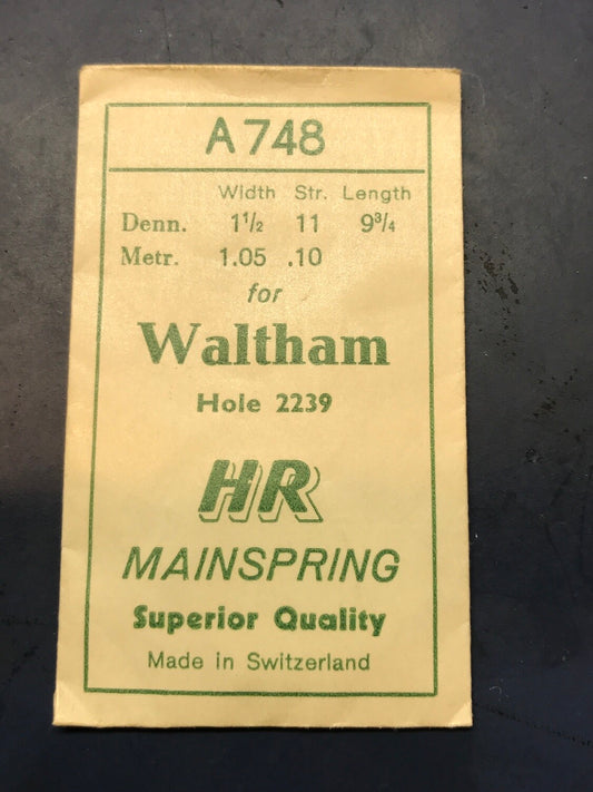 HR Mainspring A748 for Waltham 6½ ligne movements Factory No. 2239 - Steel