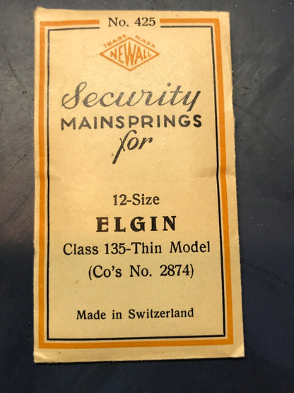 Newall Security Mainspring #425 for 12s Elgin #2874 - Steel