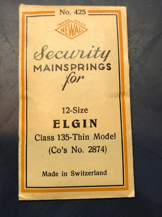 Newall Security Mainspring #425 for 12s Elgin #2874 - Steel