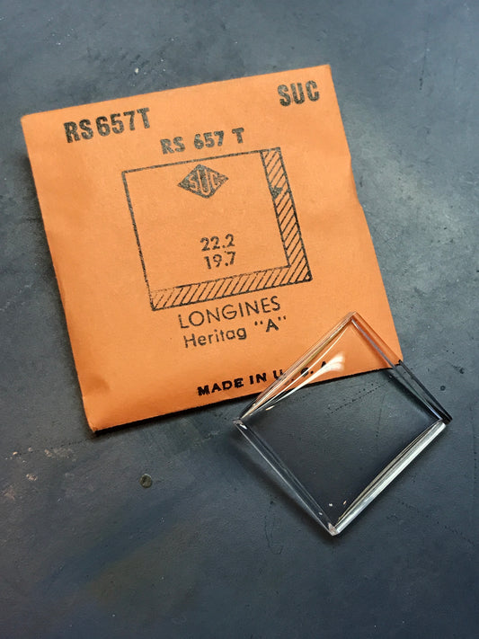 SUC Rocket Crystal RS 657T for LONGINES Heritage "A" - 22.2 x 19.7mm - New