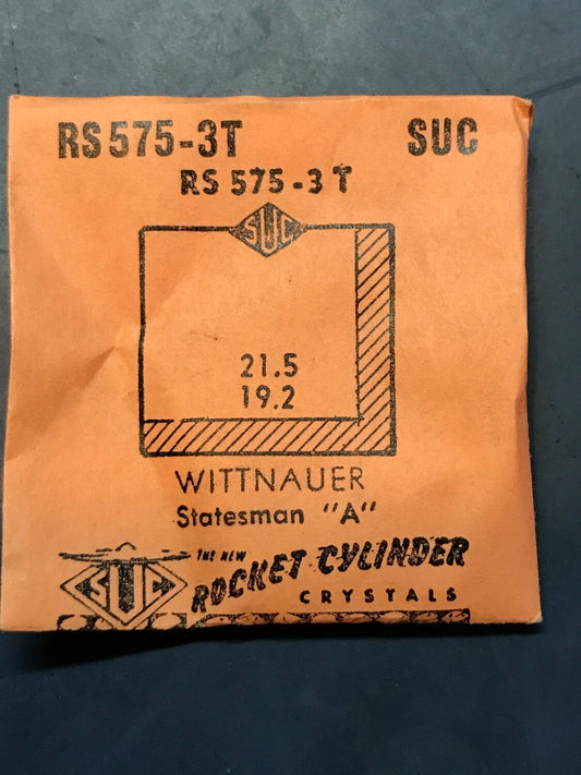 SUC Rocket Crystal RS 575-3T for WITTNAUER Statesman "A" - 21.5 x 19.2mm - New